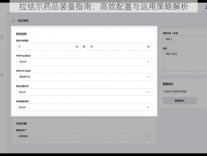 拉结尔药品装备指南：高效配置与运用策略解析