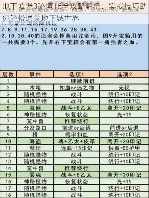 地下城堡3秘境16全攻略解析：实战技巧助你轻松通关地下城世界