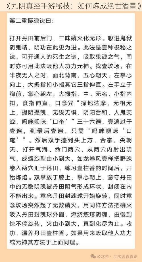 《九阴真经手游秘技：如何炼成绝世酒量》