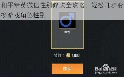 和平精英微信性别修改全攻略：轻松几步变换游戏角色性别