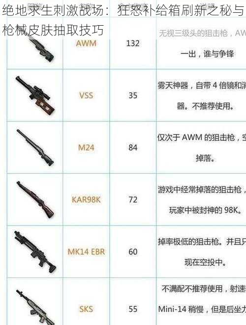 绝地求生刺激战场：狂怒补给箱刷新之秘与枪械皮肤抽取技巧