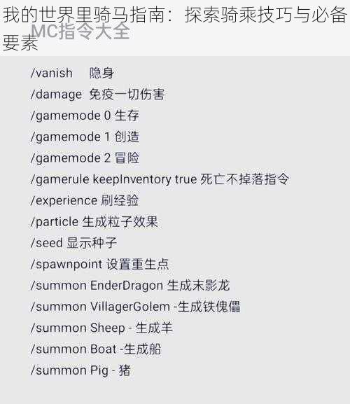 我的世界里骑马指南：探索骑乘技巧与必备要素