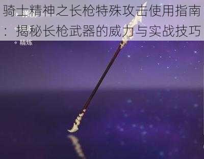 骑士精神之长枪特殊攻击使用指南：揭秘长枪武器的威力与实战技巧