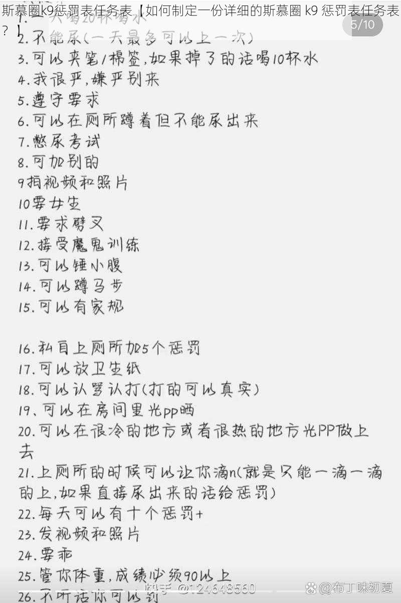 斯慕圈k9惩罚表任务表【如何制定一份详细的斯慕圈 k9 惩罚表任务表？】