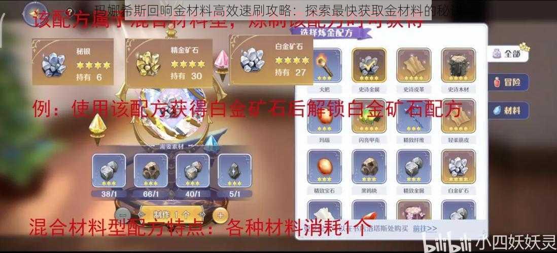 玛娜希斯回响金材料高效速刷攻略：探索最快获取金材料的秘诀