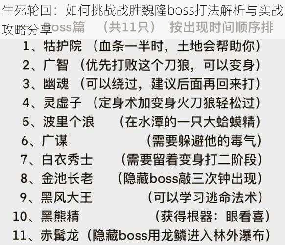 生死轮回：如何挑战战胜魏隆boss打法解析与实战攻略分享