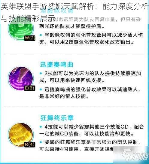 英雄联盟手游娑娜天赋解析：能力深度分析与技能精彩展示